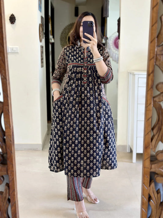 Anarkali Kurta Set With Dupatta Set For Women (BLUE)